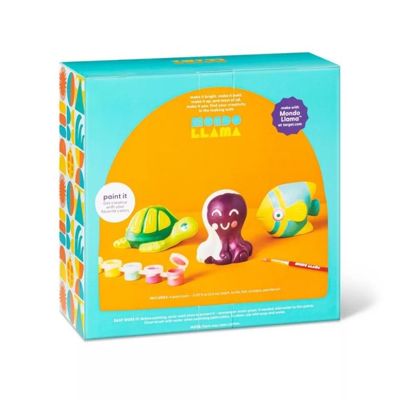 Mondo Llama 3PK Paint-Your-Own Ceramic Sea Friends Kit Octopus/Sea Turtle/Fish - Picture 3 of 6